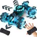 Tecnock Remote Control Car for Boys Girls, 2.4GHz 4WD Gesture Sensing RC Stunt Car Toys - 360 Rotating Double Sided Hand Controlled RC Cars with LED Lights, Gifts for Kids Ages 6-8, 8-12 , Deep Green 