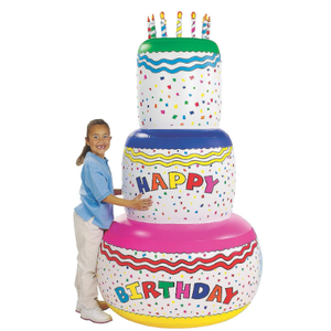 Fun Express Giant Inflatable Birthday Cake Party Decoration (6 feet Tall) Blow Up Birthday Decor for Indoor or Outside