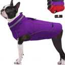 PETDSH Waterproof Dog Coat, Turtleneck Warm Dog Jacket, Dogs Winter Coat with Pocket and Trash Bags, Reflective Puppy Jacket for Winter and Snow (Purple,L)