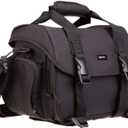 Amazon Basics Large DSLR Gadget Bag for Camera Storage with Shoulder Strap, Black with Grey Interior