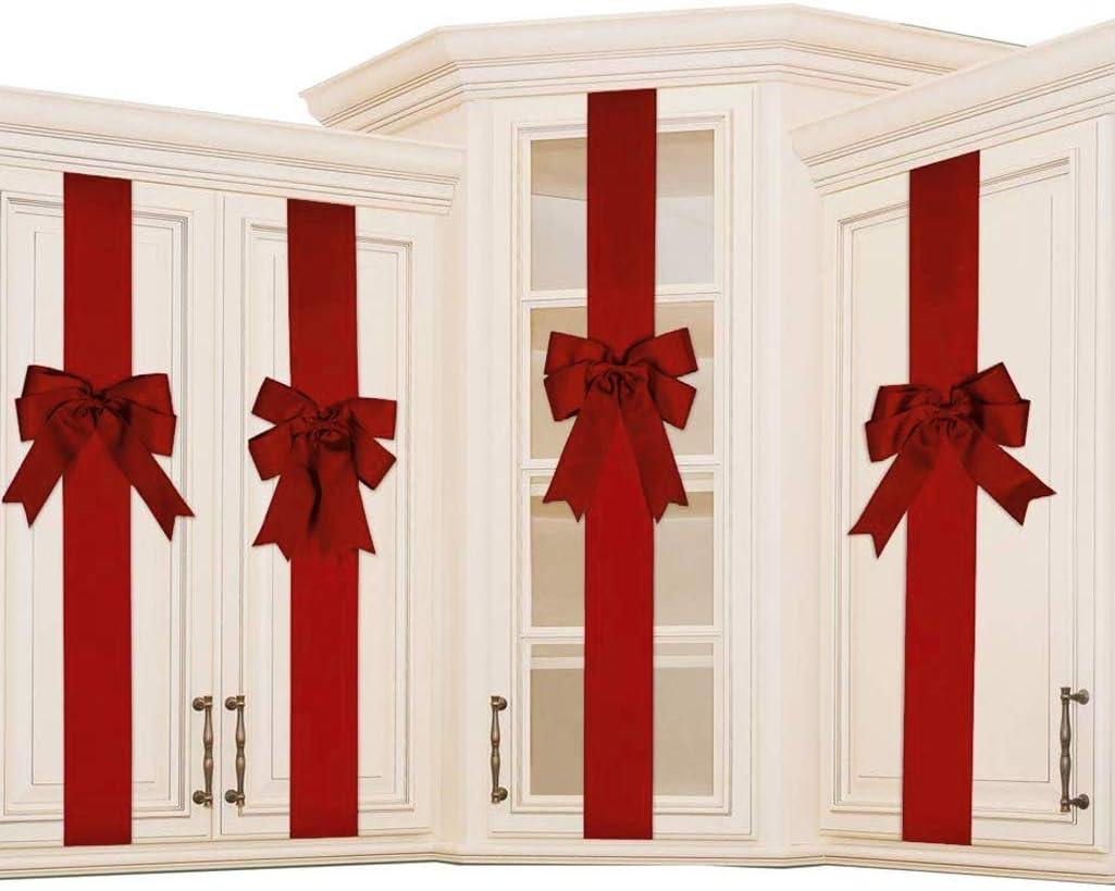 Cabinet Door Festive Ribbons and Bows Decoration Christmas Wreath Bow for Christmas Tree Fireplace Door Party Holidays Wrapping Decorations (8, Red)