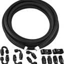 EVIL ENERGY 8AN PTFE Fuel Line Kit,E85 Nylon Braided Fuel Hose 20FT AN8 PTFE Fuel Line Hose(12/32Inch ID) (Black)