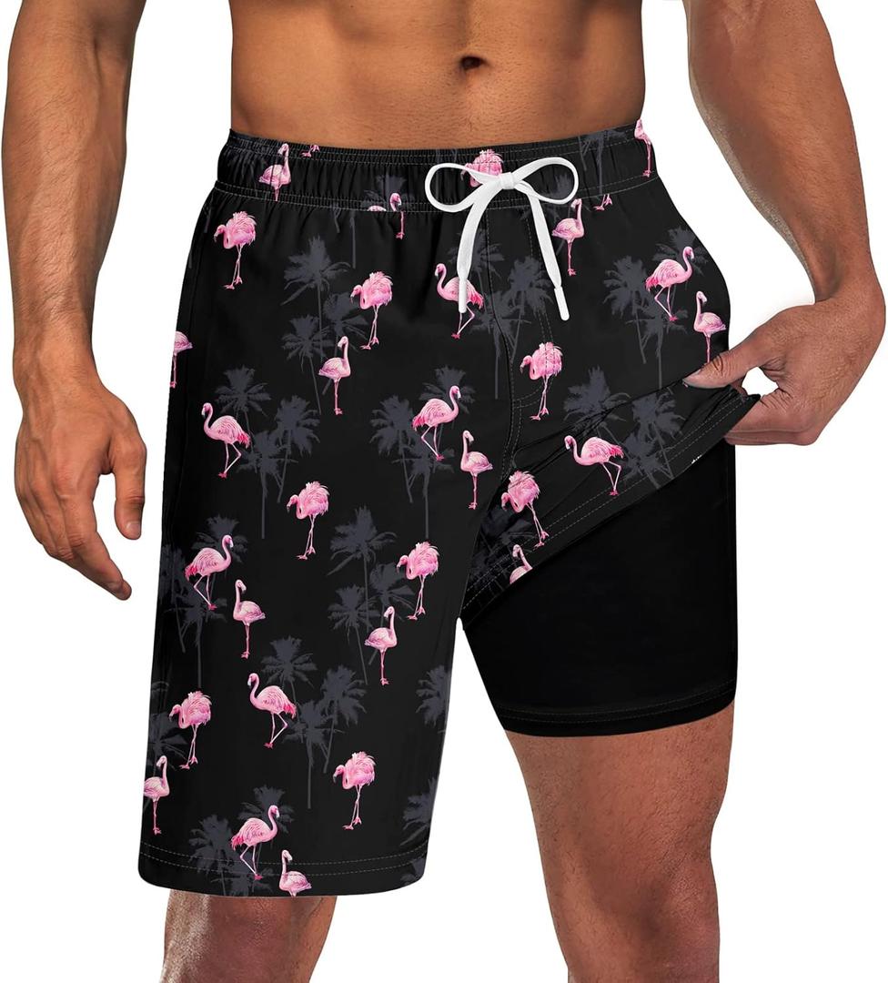 Goodstoworld Mens Swim Trunks with Compression Liner 9'' Inseam Quick Dry Swimsuit Shorts M-3XL (XX-Large)