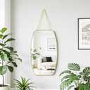 Irregular Rectangular Wall Mirror, 15.6x9.2-inch Gold Wall-Mounted Mirror, Modern Decorative Wall Mirror, Suitable for Bathrooms, Hallways, Entryways, and More (Gold)