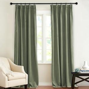 KGORGE Sage Green Pinch Pleated Velvet Curtains 84 inches, Thermal Insulated Room Darkening Hook Rings & Back Tab Divider Curtains for Bedroom Living Room, W 66 x L 84, 2 Panels