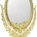 Ipetboom Vintage Oval Vanity Mirror 360 Swivel Double Sided High Definition Makeup Mirror for Dressing Table Bathroom Bedroom 13 Inch | High Definition Makeup Mirror for Dressing Table Bathroom Bedroom 13 Inch