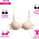 Maidenform Women's Underwire Bra, Natural Boost Demi Push-Up T-Shirt Bras for Women, Lace Trim, Convertible, Plunging (Black) 34C