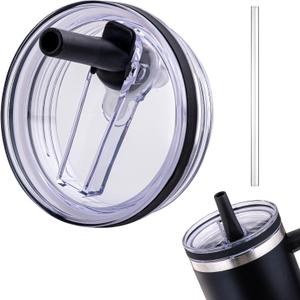 Replacement Lid for Stanley 40 oz and 64 oz Tumbler.Leakproof Flip Straw Lid Fit Stanley Cup Quencher H2.0 40 oz/64 oz and Stanley ProTour 40oz/64oz Tumbler.(Black,1-Pack)