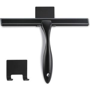 Shower Squeegee, 10-Inch Matte Black Squeegee, All-Purpose Stainless Steel Squeegee for Bathroom, Shower Doors, Mirrors, Tiles and Car Windows - 100% Streak Free