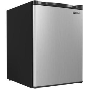 EUHOMY 2.1 Cubic Feet Freezer, Single Door Compact Mini Freezer with Reversible Stainless Steel Door, Removable Shelves, Small freezer for Home/Dorms/Apartment/Office, New Silver