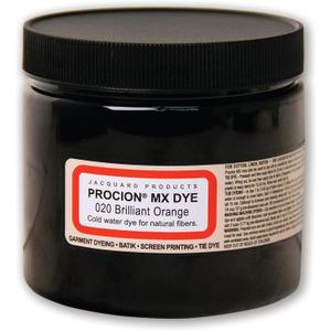 Jacquard Procion MX Tie Dye Powder Brilliant Orange, 8 Ounce Jar for Fabric and Clothing, Permanent and Washfast
