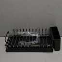 ANTOPY Small Dish Drying Rack - Compact Dish Rack for Kitchen Counter with Silicone Dish Drying Mat, Stainless Steel Dish Drainer for Kitchen Sink Cabinet, Space Saving Plate Rack Cutlery Holder