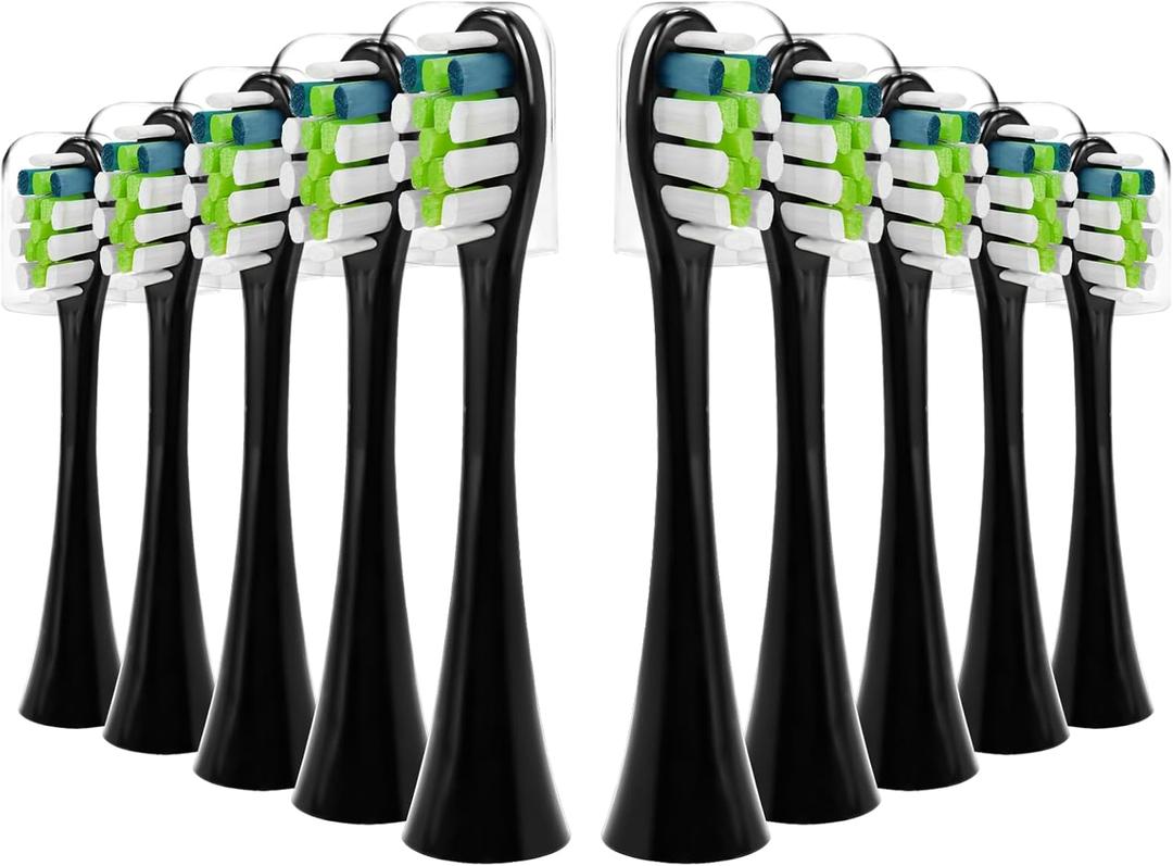 Replacement Toothbrush Heads 10 Pack Compatible with AquaSonic Black Series, Black Series Pro, Vibe Series, Duo Series Pro, Electric Toothbrush Heads for Sensitive & Normal Teeth