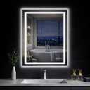 24"x 36" LED Bathroom Mirror with Lights, Backlit & Front Lit, Dimmable, 3 Colors Led Mirror, Memory Function, Anti-Fog, Led Vanity Mirror for Wall, Shatterproof Tempered Glass, ETL Listed