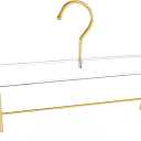10 Pieces Acrylic Pants Hanger with Gold Clip and 360 Degree Rotatable Gold Hook, Transparent Standard Pants Rack Suitable for Wedding,Skirt,Clothing Stores