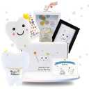 Tooth Fairy Gift Kit for First Lost Tooth  6-Piece Keepsake Set with Pillow, Coin Bank, Photo Frame, Tooth Bag, Stickers, Certificate  for Boys & Girls