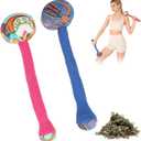 2PCS Herbal Wormwood Lymphatic Drainage Anti Slip Manual Massage Hammer Longer Handle Back Massager for Shoulder, Neck & Muscle Pain Relief (Rose Red/Dark Blue)