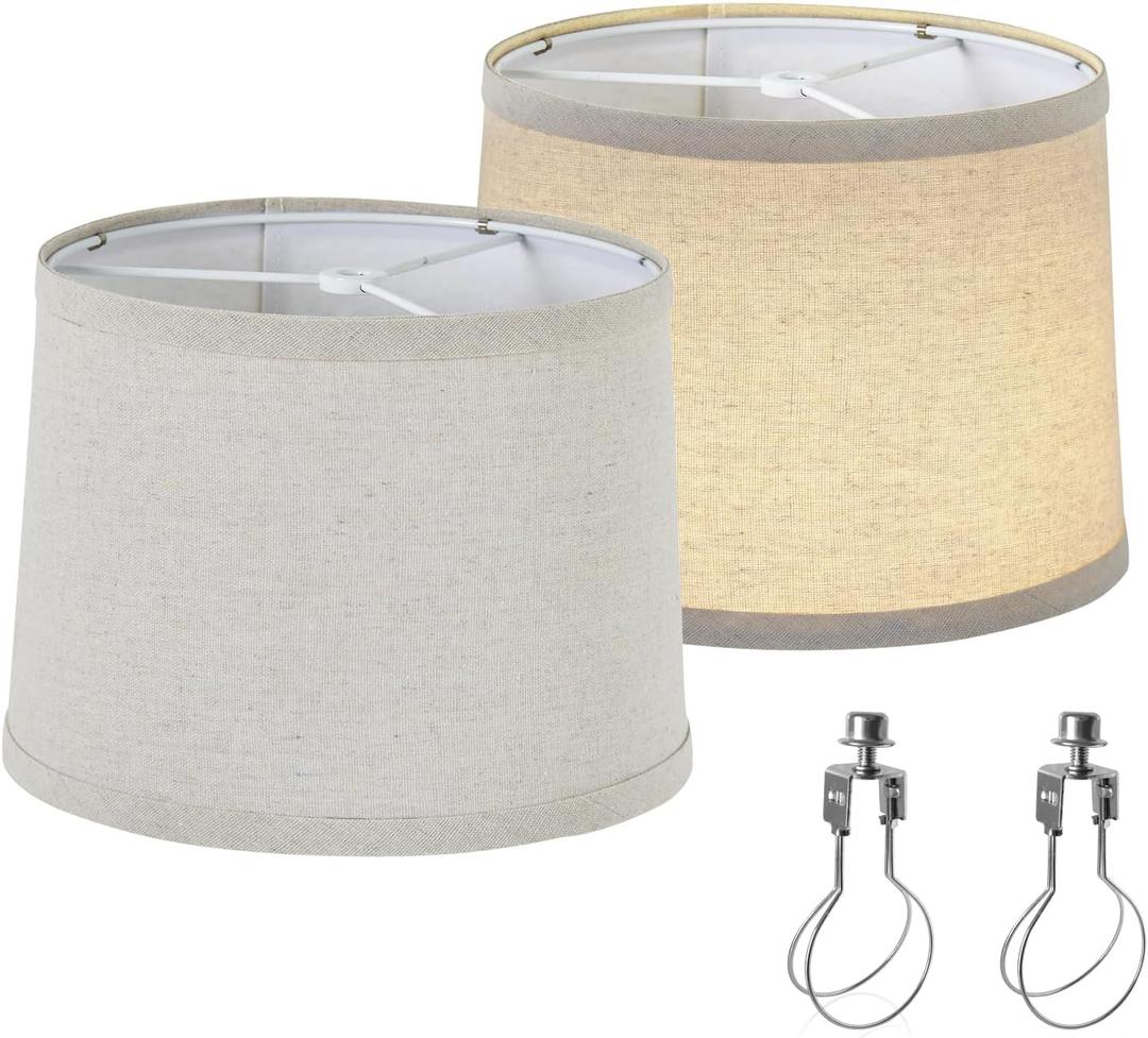 Set of 2 Drum Lamp Shade 9" Top x 10" Bottom x 7-1/2" High (Spider) Soft Cream Color for Medium Size Table Lamps & Wall Sconces Replacement Lampshade By oNext