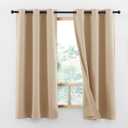 NICETOWN Bedroom Full Blackout Curtain Panels, Super Thick Insulated Grommet Cold Reducing Drapes, Double-Layer Blackout Draperies for Small Window (Set of 2 Pcs, 42 by 63-inch, Warm Beige)
