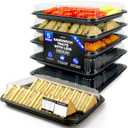 5 Pack Catering Trays with Lids – 15" Serving Tray with Lid, Heavy Duty Recyclable Plastic Party Platters for Catering, Buffet, Picnics & Events – Food Trays with Clear Lid (15.35 × 11.42 × 2.95 inch)