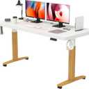 Monomi Electric Standing Desk, 55'' Height Adjustable Ergonomic Home Office Sit Stand Up Desk with Memory Preset Controller, White (Wood Grain)