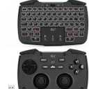 (Backlit Version)Rii RK707 3 in 1 Multifunctional 2.4GHz Wireless Portable Game Controller 62-Key Rechargeable Keyboard Mouse Combo Turbo Vibration Function for PC/Raspberry pi2/Android TV Google/TV B