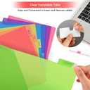 SUIN 8-Tab Insertable Binder Dividers with Double Pockets - Translucent Plastic Page Separators for 3 Ring Binder, Front & Back Storage, Durable Poly, Letter Size, Rainbow Colors, 12-Pack