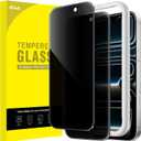 JETech Privacy Screen Protector for iPhone 17 Pro 6.3-Inch, Anti-Spy Tempered Glass Film with Easy Installation Tool, 2-Pack