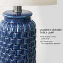 USumkky 27" Ceramic Table Lamps Set of 2 - Modern Farmhouse & Boho Style, Bedside Nightstand Lamps for Bedroom, Living Room End Table Lamps, Small Desk Lamp(Blue)