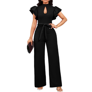 SxClub Elegant Jumpsuits for Women Dressy Formal Casual Long Straight Pants Business Jumpsuit (XL)