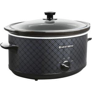 West Bend Slow Cooker 6-Quart Manual Crockery Style with Dishwasher Safe Oval Ceramic Crockpot and Glass Lid Two Temperature Settings Plus Keep Warm, 330-Watts, Black