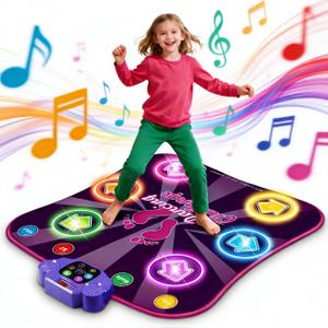 Kids Dance Mat for Girls - Toys for 4 5 6 7 8-10 Year Old Girl Birthday Gifts - Girl Toys for Ages 5-7 6-8 8-12 - Electronic Dance Pad with Light Up 6 Button - Wireless Bluetooth - 5 Game Modes