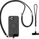 CACOE Cell Phone Lanyard 2 Pcs-1 Pcs Adjustable Neck Strap,1 Pcs Wrist Strap, 2 Pcs Pads, Universal Crossbody, Multifuctional Compatible with Most Smartphones(Black)