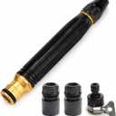 Heavy Duty High Pressure Hose Nozzle, Adjustable High Pressure Metal Water Hose Nozzle with Hose Fittings and Clamp, Jet Sweeper Garden Hose Sprayer for Car Wash, Lawn and Patio Cleaning