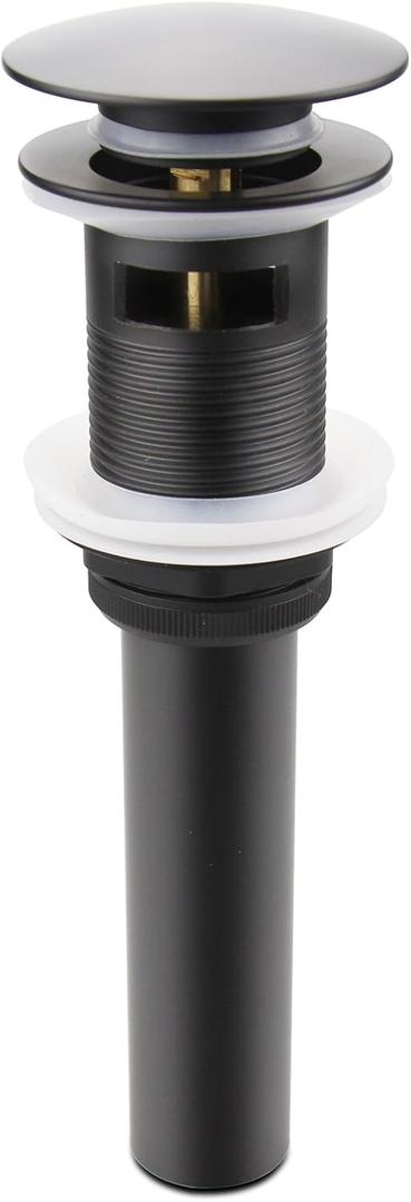 Bathroom Lavatory Vanity Vessel Sink Drain, Pop Up Drain Stopper with Overflow, Black (Big Popup Cap)