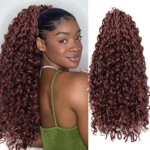 YXCHERISHAIR Ponytail Extension,Curly Wavy Ponytail Ombre Blonde Drawstring Ponytail Hair Extensions for Women Natural Wavy Synthetic Hairpiece for African Women Daily Use party(33#, 18inch)