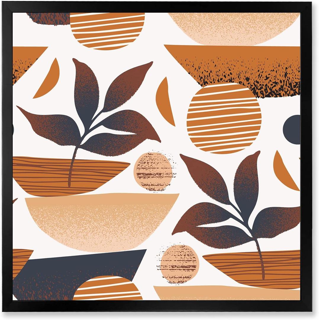 Tropical Leaf Silhouettes and Shapes I Modern Framed Wall Art (36x36)