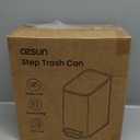 Cesun Small Bathroom Trash Can with Lid Soft Close, Step Pedal, 5 Liter / 1.3 Gallon Stainless Steel Garbage Can with Removable Inner Bucket, Waste Basket for Bathroom, Bedroom (White)