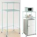 Tandefio 2 Tier Mini Fridge Stand Microwave Shelf with Wheels, Sage Green