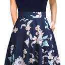 Women's Elegant Vintage Dresses Knee Length Casual Floral Print Work Party Peter Pan Collar A-Line Dress with Pockets 978