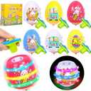 6 Pack Easter Basket Stuffers Easter Eggs for Toddler Boys Girls, LED Light Up Spinning Tops Easter Toys with Flash & Music, Eggs for Easter Egg Hunt Easter Gifts for Kids Party Favors