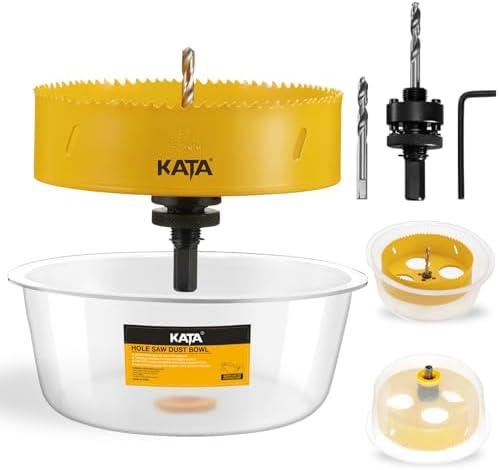 KATA Hole Saw for Recessed Lights: 6 Inch Hole Saw for Recessed Lighting with Dust Bowl - 6 in Hole Drill Cutter with Silicone Dust Catcher Tool for Drywall on Ceiling - Installing LED Can Light Home