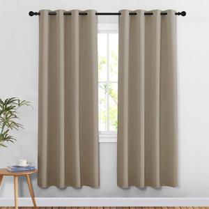 NICETOWN Doorway Curtains for Living Room 78 inches Long, Grommet Privacy Light & Sound Reducing Room Darkening Window Treatments for Living Room, 2 Panels, Taupe, W52 x L78