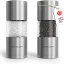 LARS NYSM Salt and Pepper Grinder Set, Manual Salt and Pepper Mills with Adjustable Ceramic Grinder, Design Spice Shaker Set (Stainless Steel)