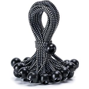 30 Pack Ball Bungee Cord,15Inch Heavy Duty Bungie Cord Balls Canopy Tarp Tie Down Bungee Balls for Camping, Tents, Cargo,Holding Wire and Hoses, Patio Umbrellas, Awning (Black/White)