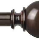 KAMANINA Curtain Rods 32 to 58 Inches (2.6-4.8ft), Antique Bronze Single Curtain Rod for Windows, 7/8 Inch Decorative Drapery Rod with Round Finials