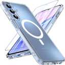 OWKEY Galaxy A15 5G Phone Case,Magnetic Samsung Galaxy A15 5G Case for Magsafe with Tempered Glass Screen Protector,[Shockproof Military] Transparent Back Slim Bumper Cover Samsung A15 5G Case, Clear