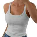 AIMITAG Spaghetti Strap Scoop Neck Ribbed Tank Tops Womens Slim Fitted Cotton Camisole Basic Sleeveless Layering Shirts (XL)