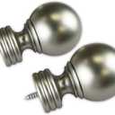 Rod Desyne 5904-015 Sphere Finial (Pair) for 1.5" Rod Decorative Finial Pair, Satin Nickel (2 Count (Pack of 1))