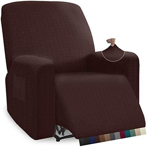Granbest High Stretch Recliner Chair Cover Thick Recliner Cover with Elastic Bottom Recliner Slipcover with Pockets (Chocolate)